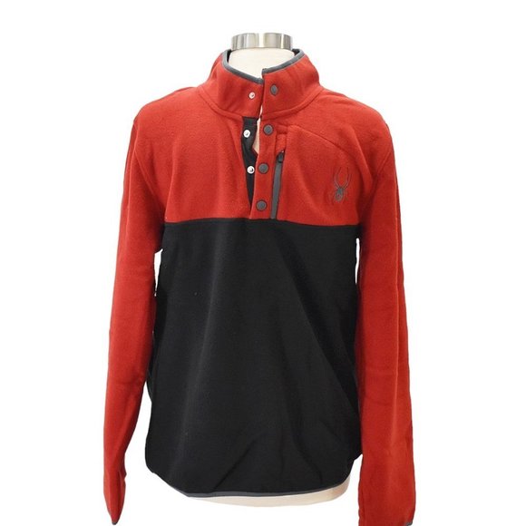 NWT Spyder "Frontier" Red/Black Pullover Fleece - Picture 7 of 7